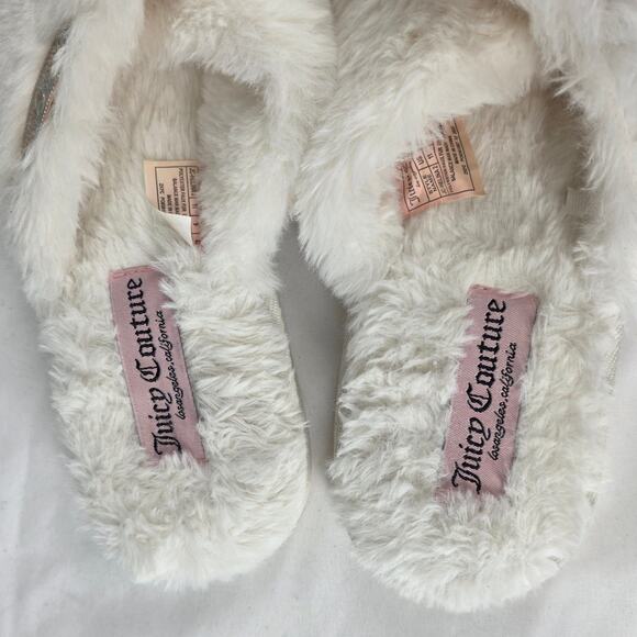 JUICY COUTURE WOMEN'S WHITE FAUX FUR JC-HELINA-2 FLAT SLIPPERS SIZE US 11 - Picture 7 of 10
